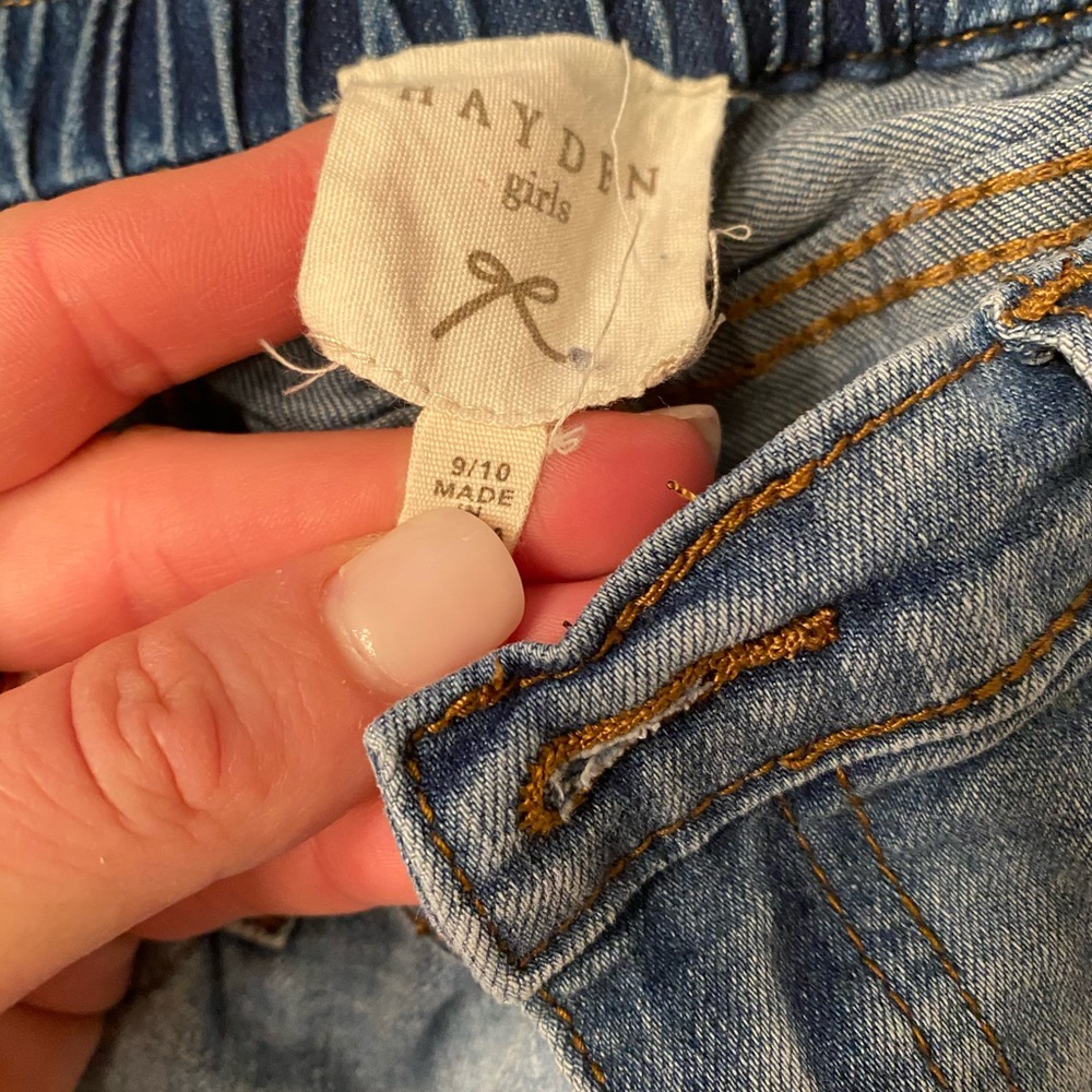 Frayed denim.